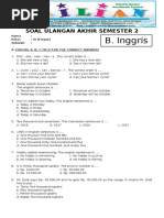 Soal UAS Bahasa Inggris Kelas 4 SD Semester 2 Dan Kunci Jawaban PDF