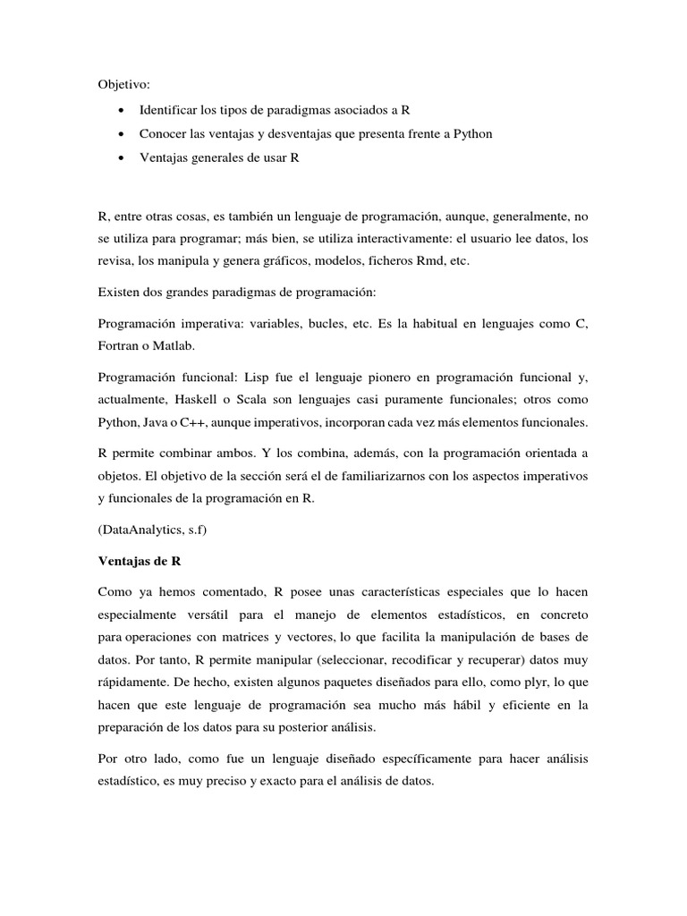 R vs Python: Paradigmas y Ventajas | PDF | Lenguaje de programación ...