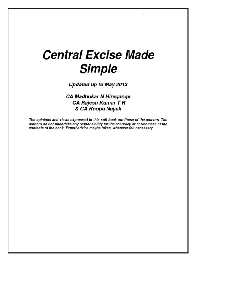 Central Excise Law Simplified Guide | PDF | Excise | Taxation