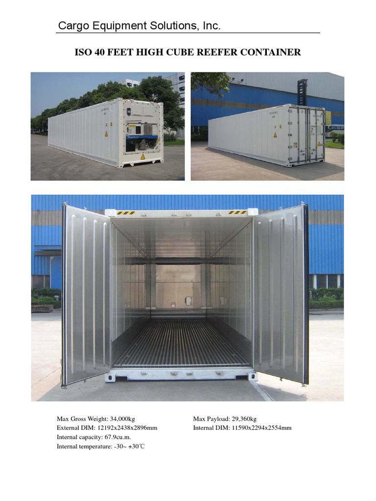 40' High Cube Reefer Container Specs | PDF | Door | Extrusion