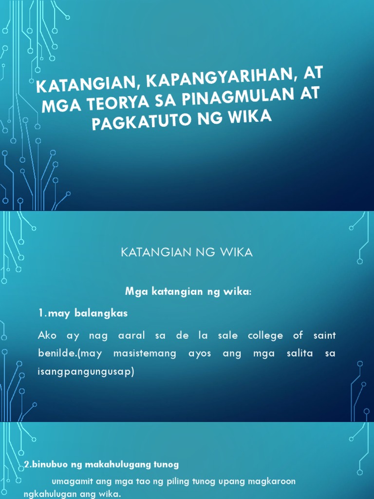 Katangian, Kapangyarihan, At Mga Teorya sa Wika