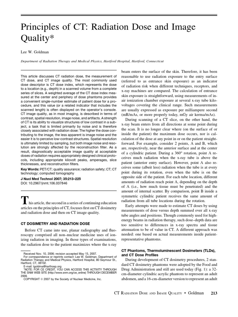 Principles of CT - Radiation Dose and Image Quality | PDF | Optical ...
