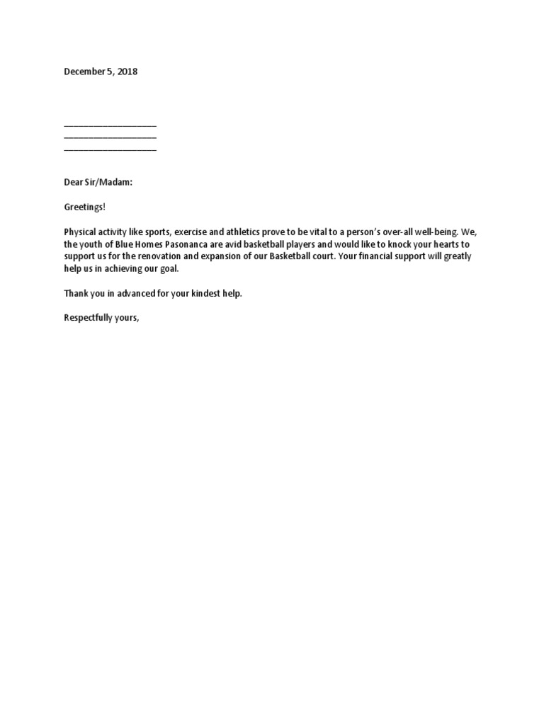 Solicitation Letter For Basketball | PDF