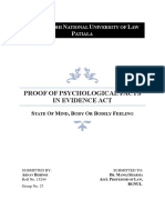 Proof of Psychological Facts in Evidence Act