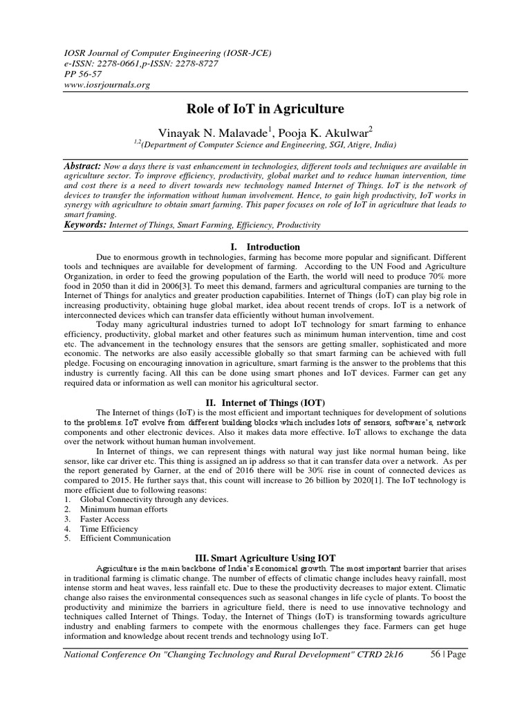 IoT's Impact on Smart Agriculture | PDF | Internet Of Things | Agriculture