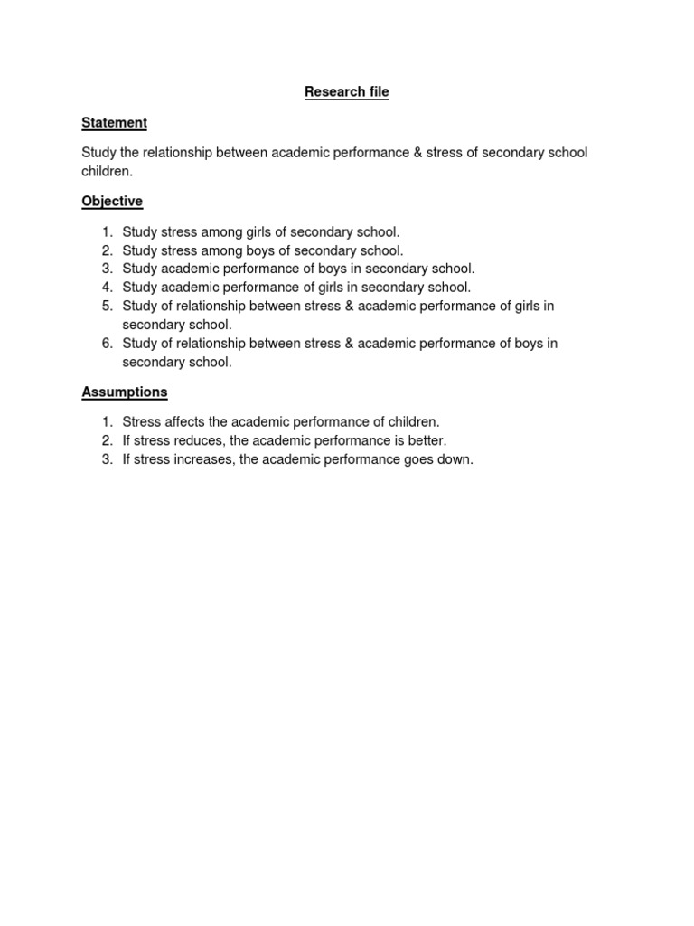 Stress and Academic Performance in Teens | PDF