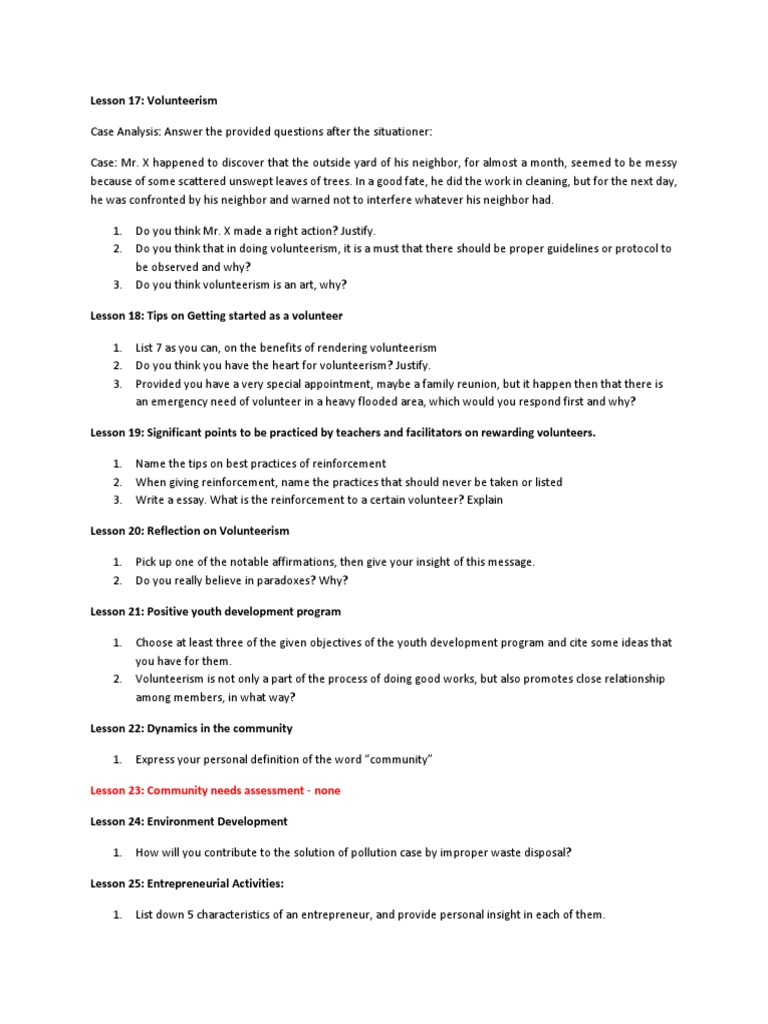 Volunteerism: Insights and Guidelines | PDF | Volunteering ...