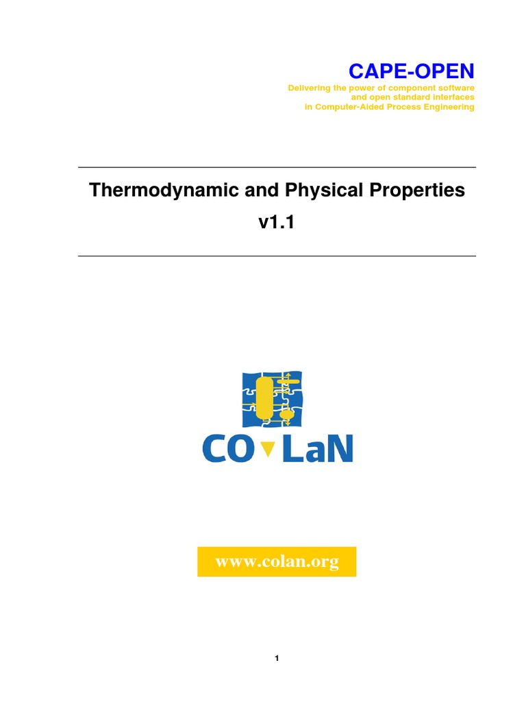 Thermodynamic and Physical Properties v1.1: Cape-Open | PDF | Component ...