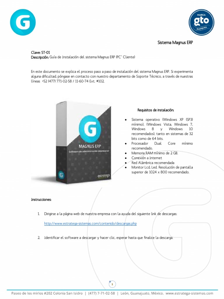 ST-01 Guía de Instalación Del Sistema Magnus ERP (PC Cliente) | PDF ...