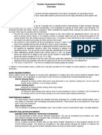 Teacher Assessment Rubrics! Overview!