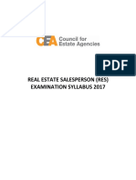 Real Estate Salesperson (Res) Examination Syllabus 2017