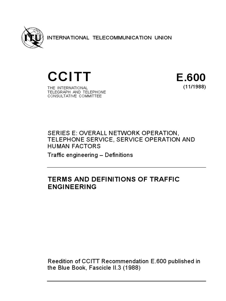 Ccitt: Terms and Definitions of Traffic Engineering | PDF | Data ...