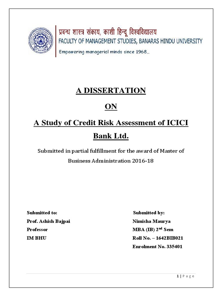 dissertation report on icici bank