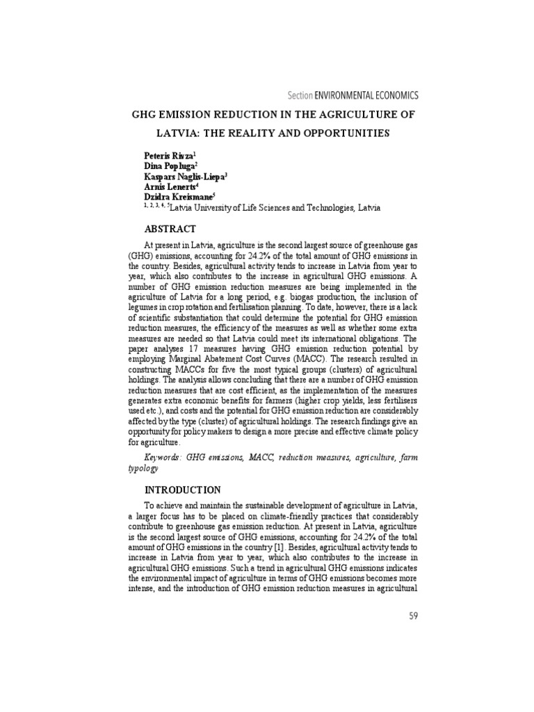 GHG Emission Reduction in Latvian Agriculture | PDF | Greenhouse Gas ...