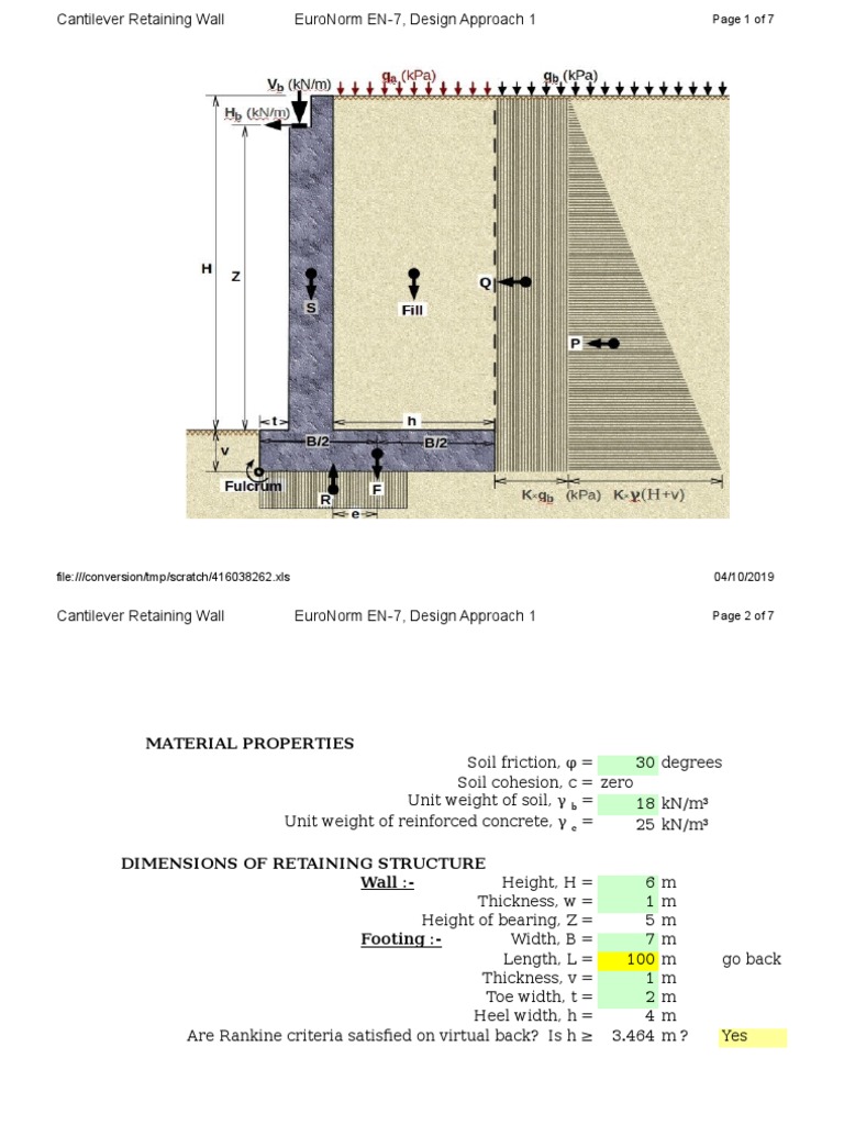 Cantilever Retaining Wall Design | PDF | Building Engineering | Civil ...