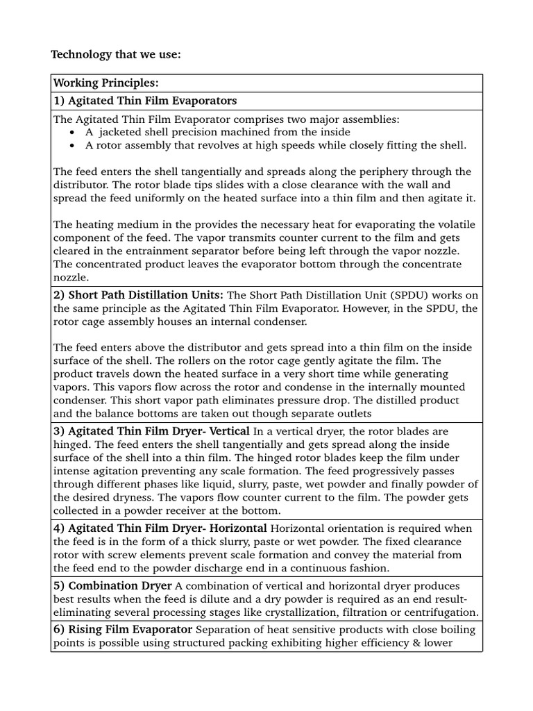 Chem Process Atfd Brochure1 | PDF | Distillation | Thin Film