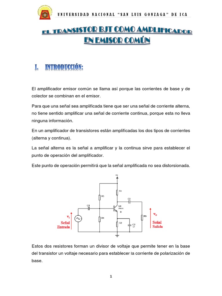 BJT en Emisor Comun PDF Transistor de unión bipolar Transistor