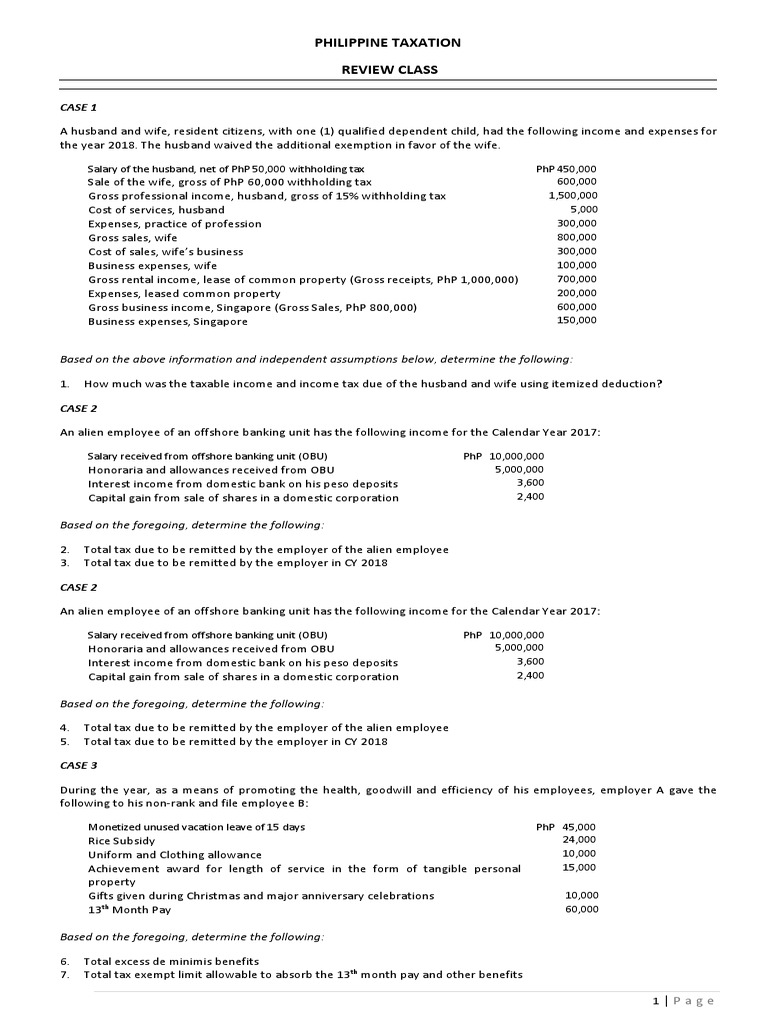 Review Materials PDF Tax Tax Deduction