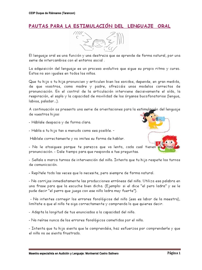 Estrategias para Estimular el Lenguaje Infantil | PDF | Aquisición de ...