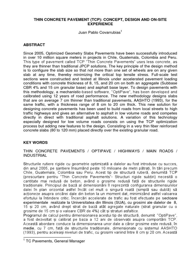 Thin Concrete Pavement Design Guide | PDF | Road Surface | Concrete
