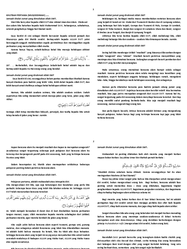 Khutbah Jumat Tentang Hikmah Musibah Pdf
