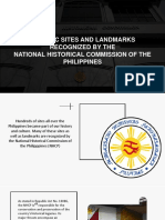Historic Sites and Landmarks Recognized by The National Historical Commission of The Philippines