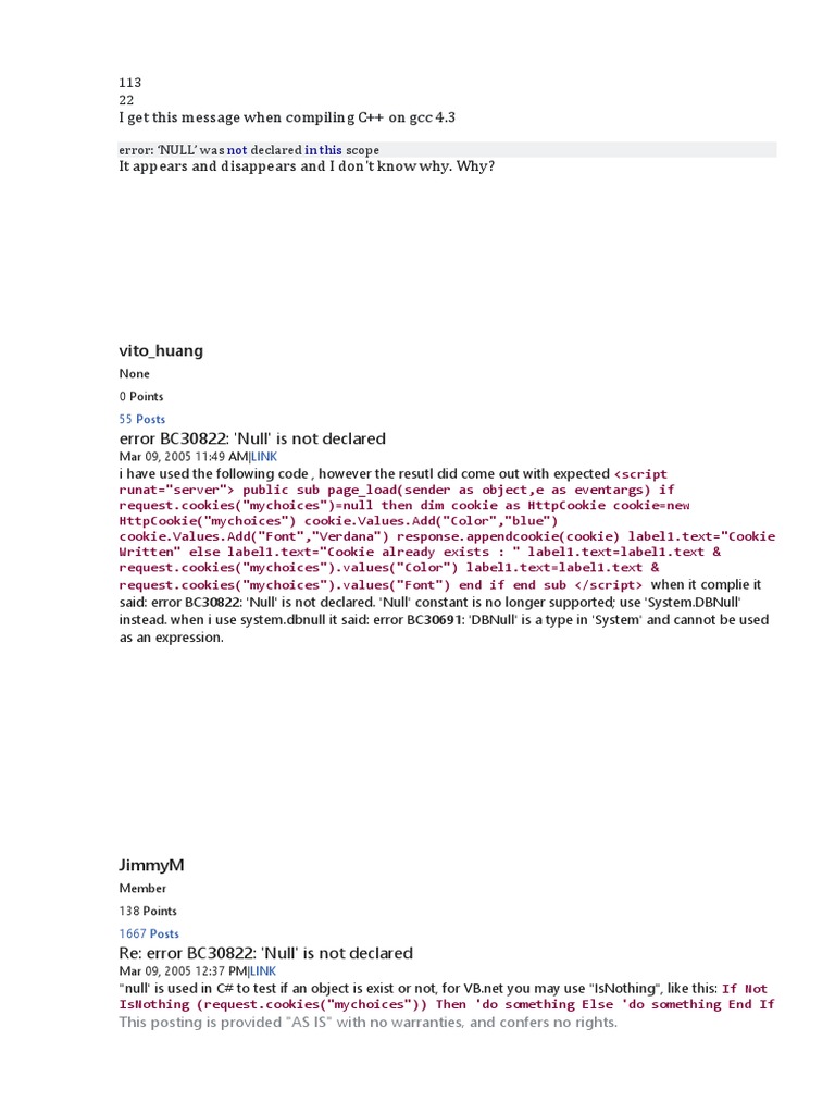 C++ GCC NULL Declaration Error Fix | PDF