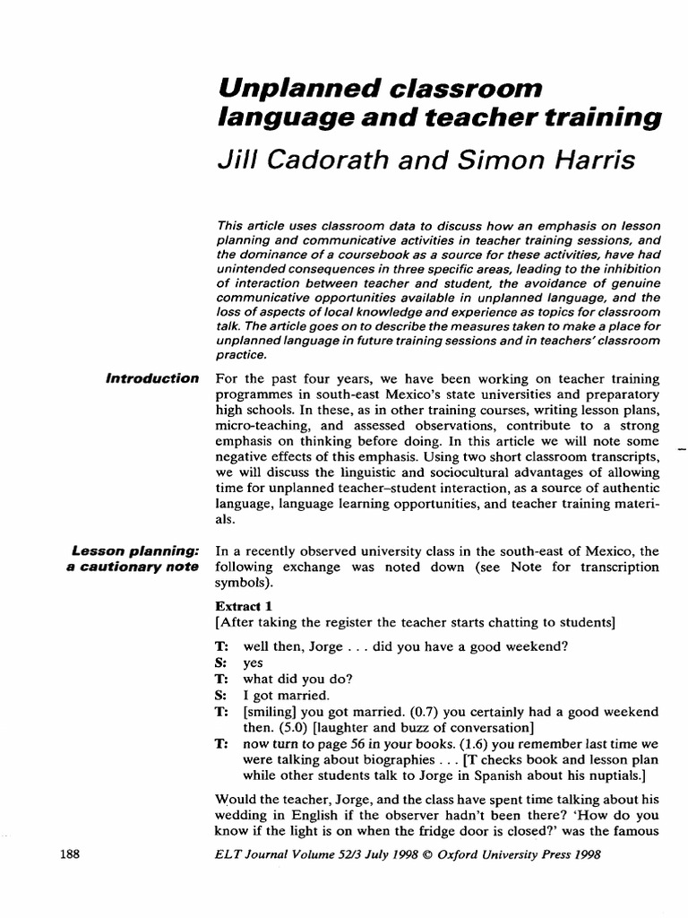 188 Unplanned Classroom | PDF | Classroom | Teachers