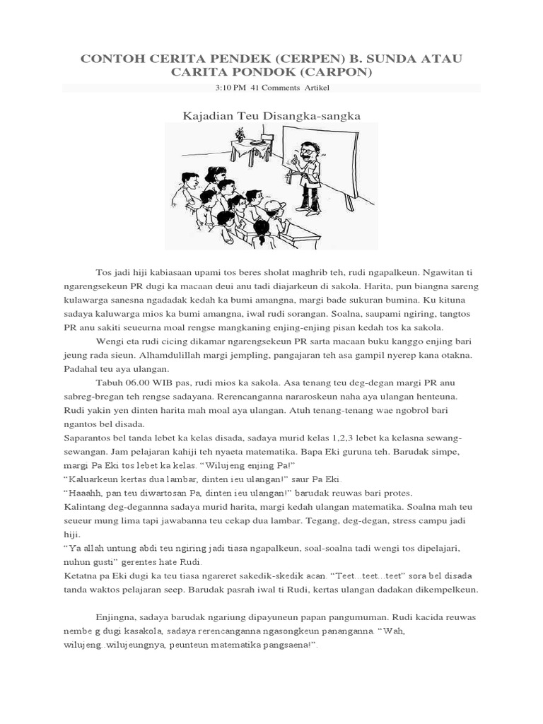 Contoh Cerita Pendek Bahasa Sunda