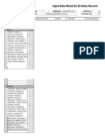 Input Data Sheet For E-Class Record: Region Division District School Name School Id