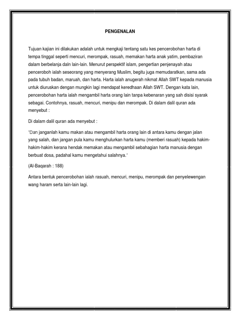 Punca Berlakunya Pencerobohan Harta