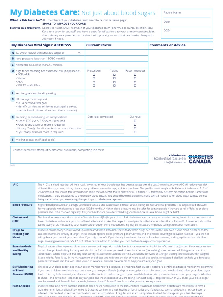 Diabetes Care Management Checklist | PDF | Glycated Hemoglobin ...