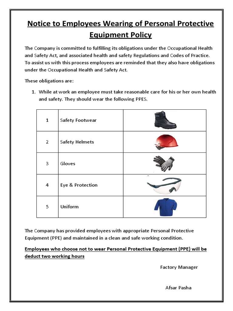 PPE Policy and Compliance Notice | PDF
