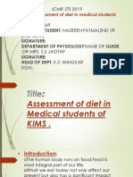 Topic: Assesment of Diet in Medical Students of Kims