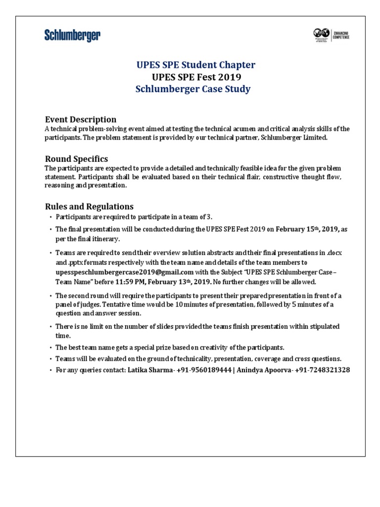 Schlumberger Case Study Rule Book | PDF | Career & Growth