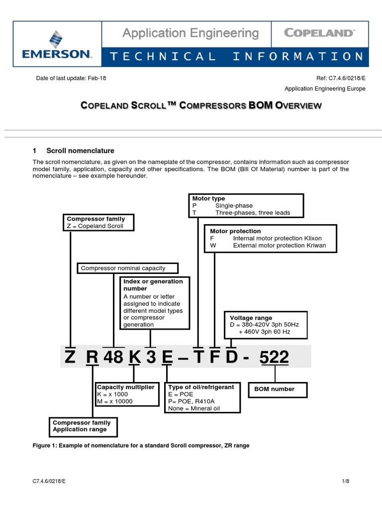 Copeland Scroll Compressors Bom Overview en GB 4848778 | PDF ...