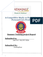 A Competitive Study On Patanjali Personal Care Products: Summer Training Project Report Submitted To