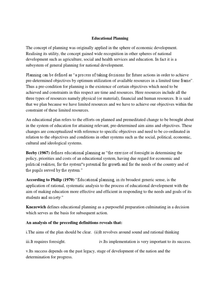 Educational Planning PDF System Resource