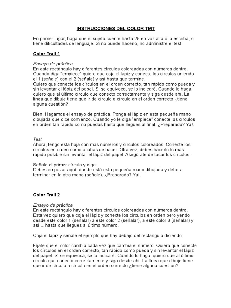Instrucciones para el Color TMT | PDF | Ocio