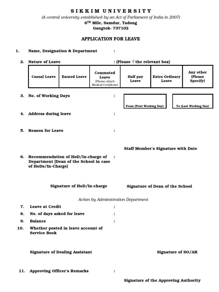 Leave Application Form Template | PDF