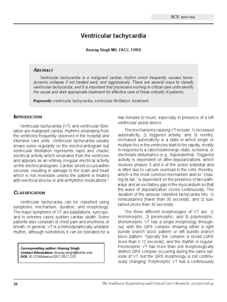 Ventricular Tachycardia | Download Free PDF | Cardiology | Cardiac ...