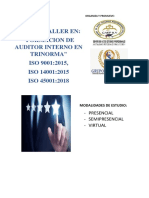 Formación de Auditor Interno en TRINORMA ISO 9001, ISO 14001, ISO 45001