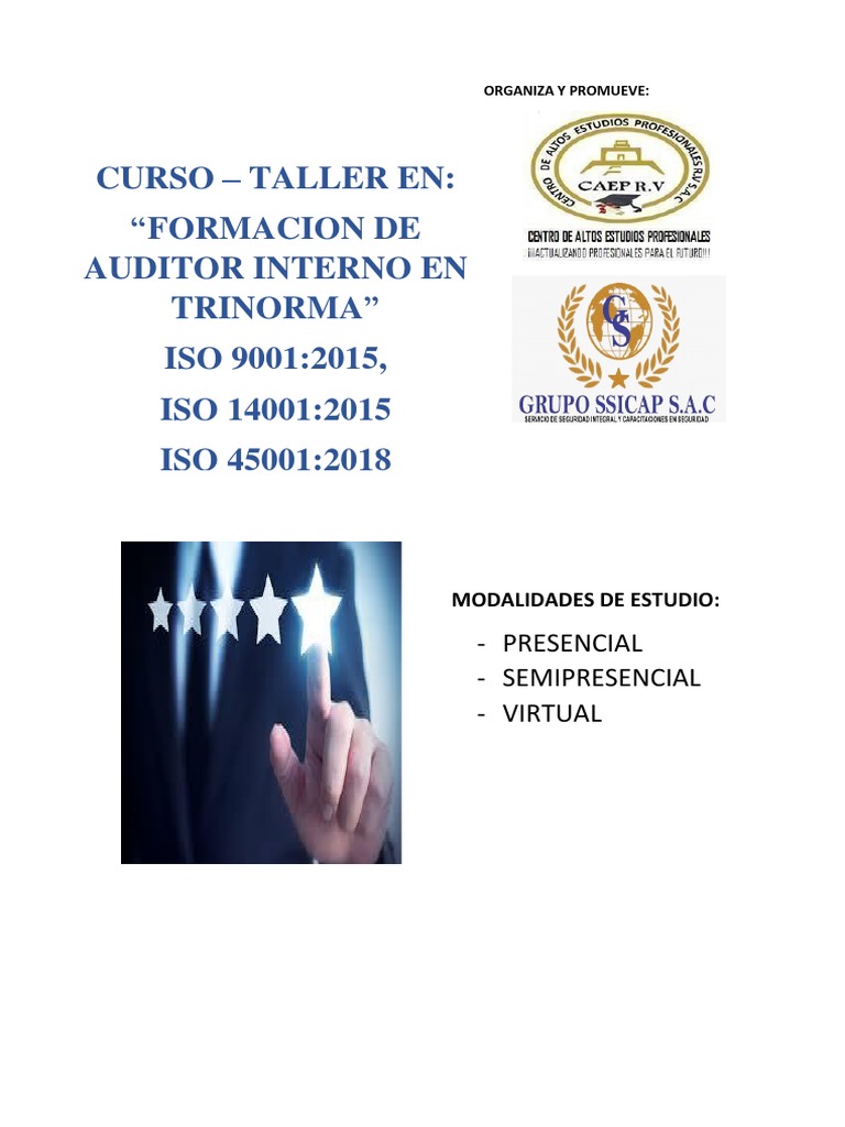 Formación de Auditor Interno en TRINORMA ISO 9001, ISO 14001, ISO 45001 ...