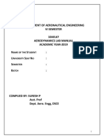 Department of Aeronautical Engineering Vi Semester 10AEL67 Aerodynamics Lab Manual Academic Year-2019 N S: U S N: S: B