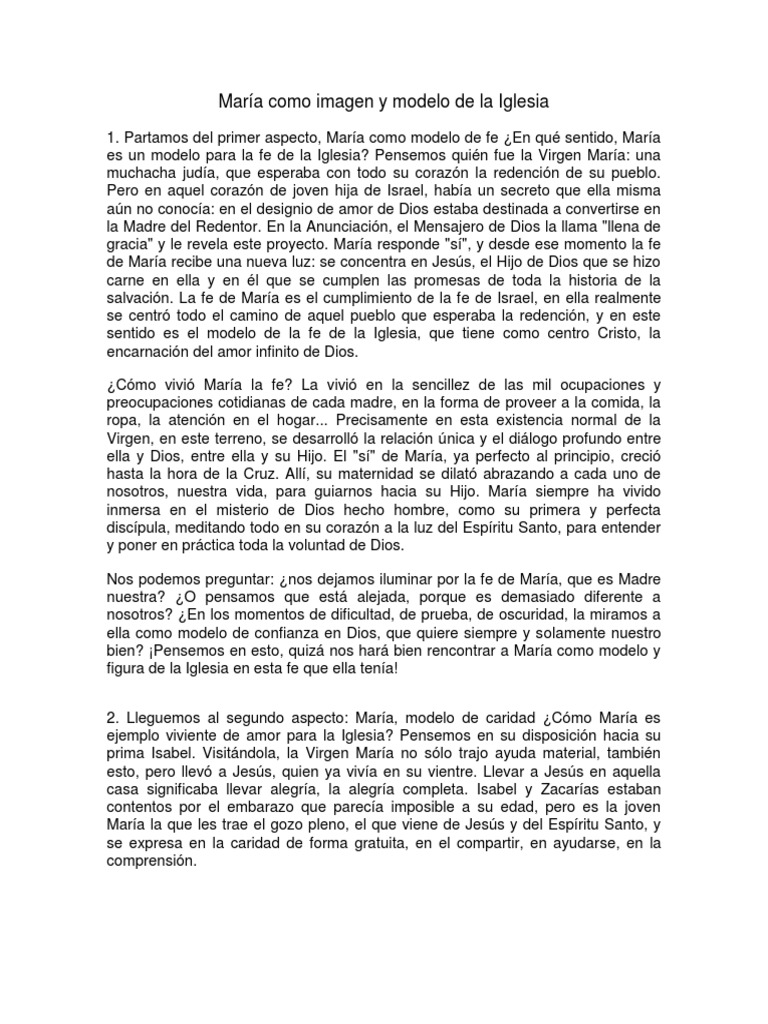 María: Modelo de Fe y Caridad en la Iglesia | PDF | María, madre de ...