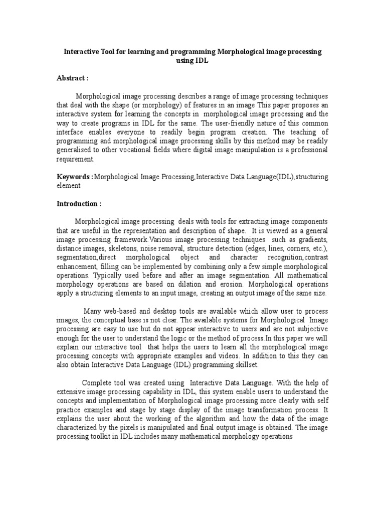 Interactive Tool For Learning and Programming Morphological Image ...