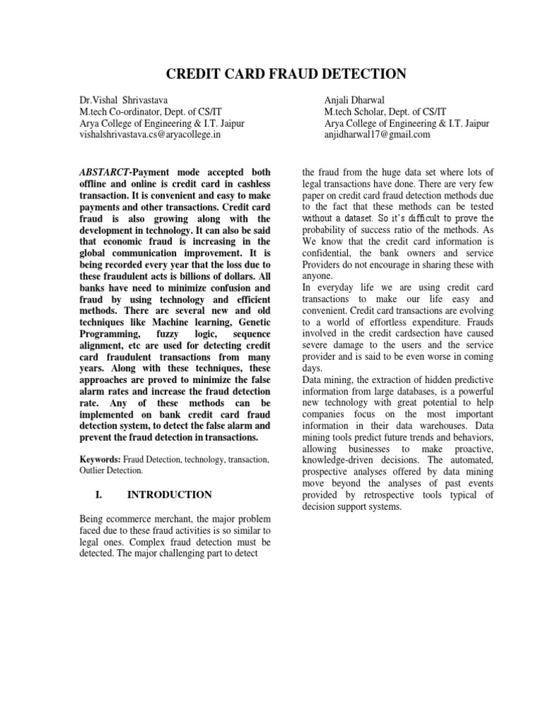 Credit Card Fraud Detection Techniques | PDF | Machine Learning | Fraud