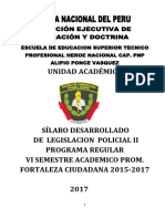 Silabu DE LEGISLACIO POLICIAL. II FF - CC