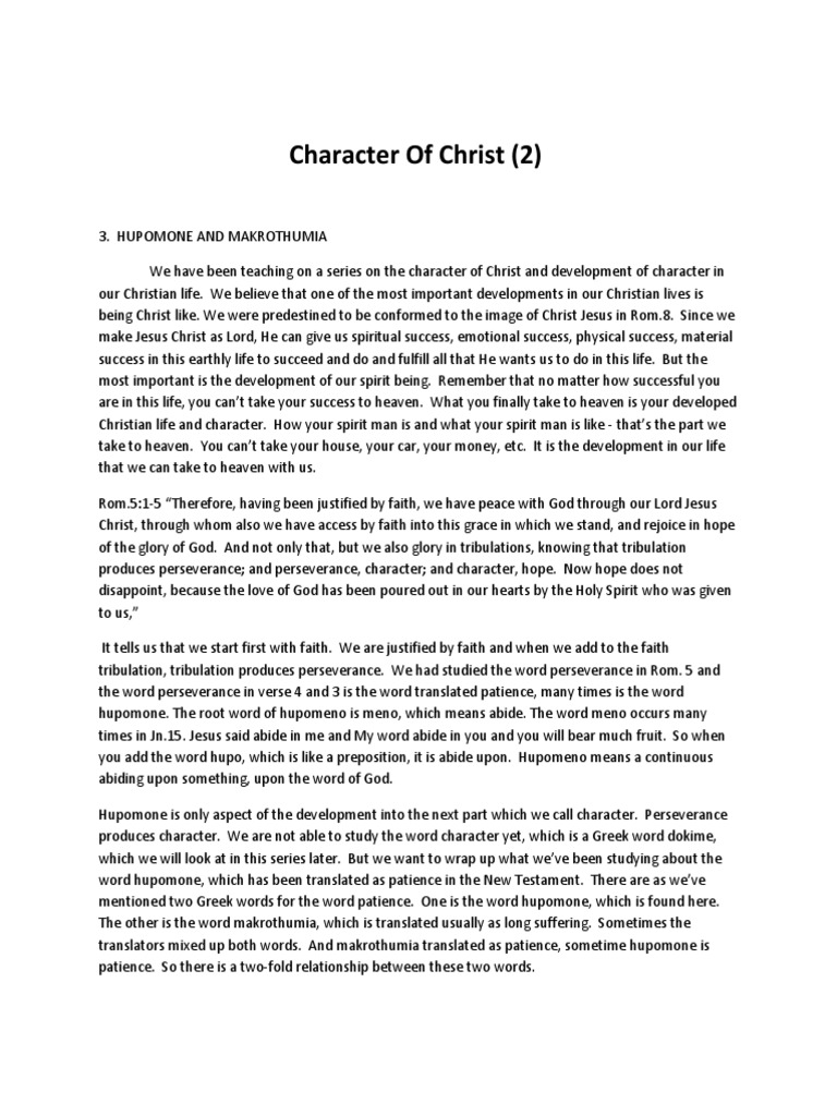 Understanding Makrothumia and Hupomone | PDF | Fruit Of The Holy Spirit ...