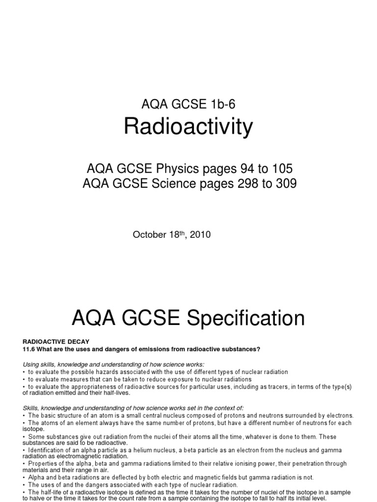 Radioactivity Uses, Dangers and Safety PDF Radioactive Decay Atoms